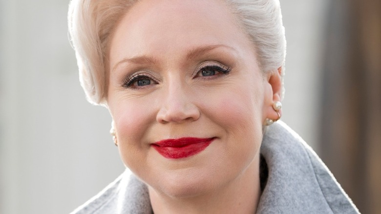 Gwendoline Christie smiling in Wednesday