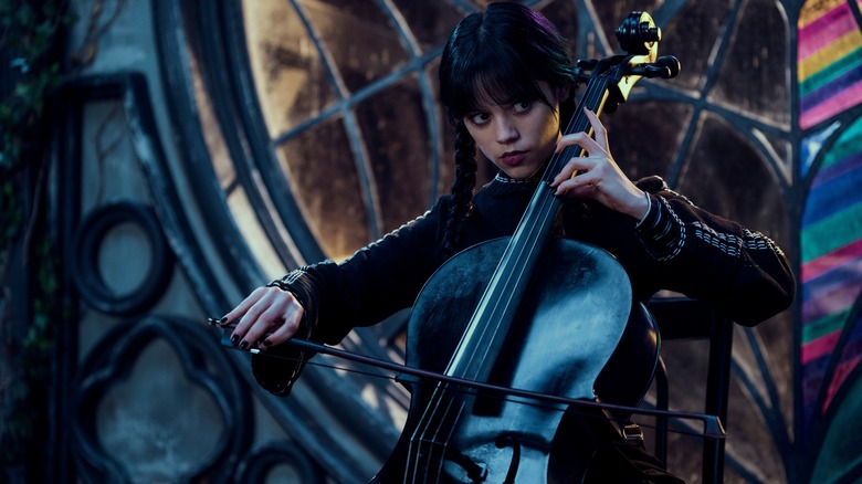 Wednesday Addams plays the cello