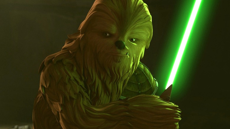 Gungi wielding his lightsaber in "Star Wars: The Clone Wars"