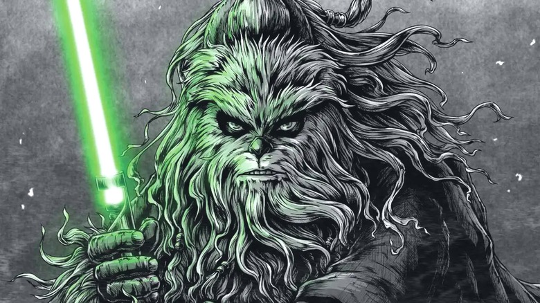 Kelnacca wielding his lightsaber in 