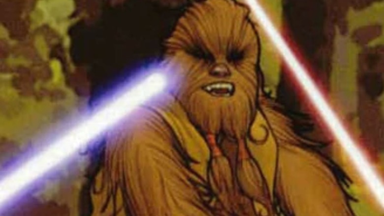 Kirlocca in a lightsaber battle in "Living Force Campaign Guide"