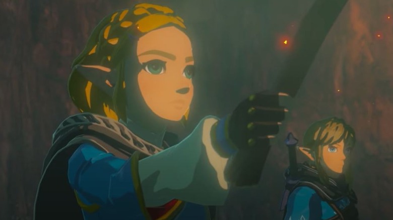 Zelda holding up torch