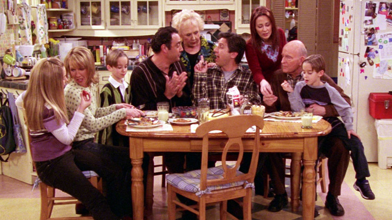 The entire Barone family around the kitchen table