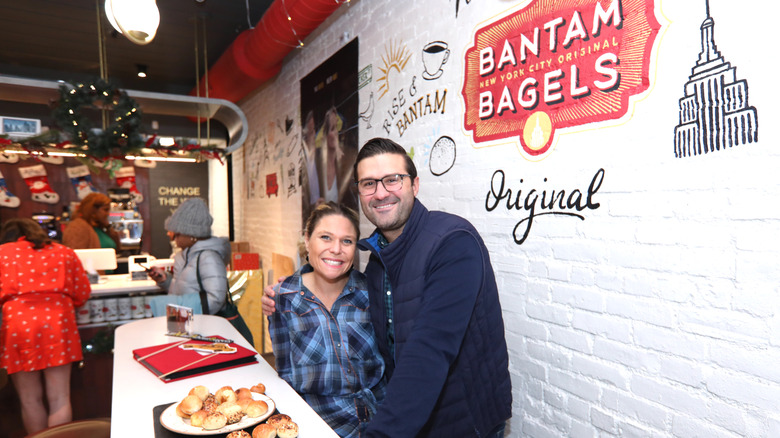 Bantam Bagels founders posing at one of their locations