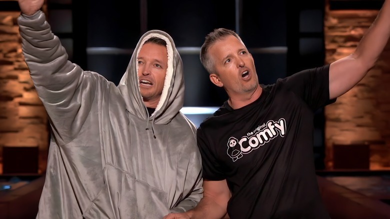 Brian and Michael Speciale pitching The Comfy on Shark Tank