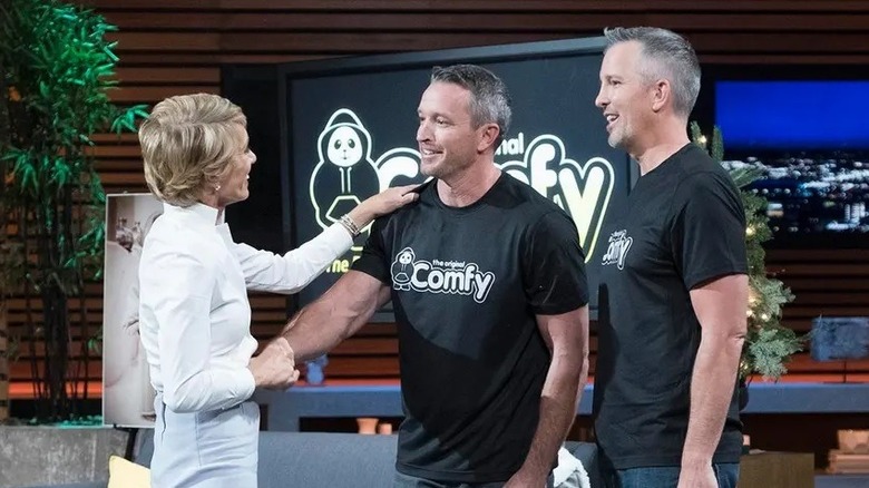 Brian and Michael Speciale pitching The Comfy on Shark Tank