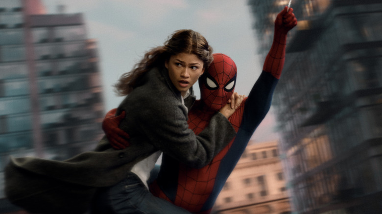 Spider-Man swinging through New York with MJ in Spider-Man: Brand New Day