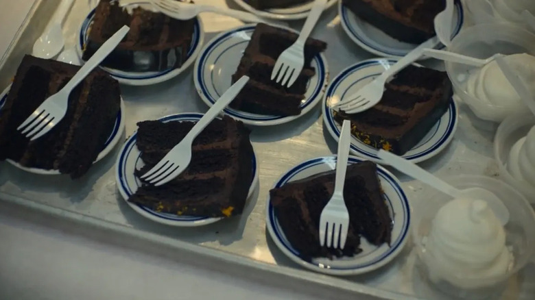 chocolate cake and ice cream individually portioned