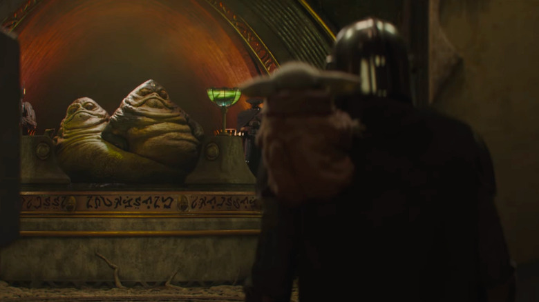 The twin Hutts greeting Mando and Grogu in "The Mandalorian and Grogu" (2026)