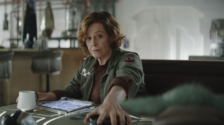 Ward protecting her treats from Grogu in "The Mandalorian and Grogu" (2026)
