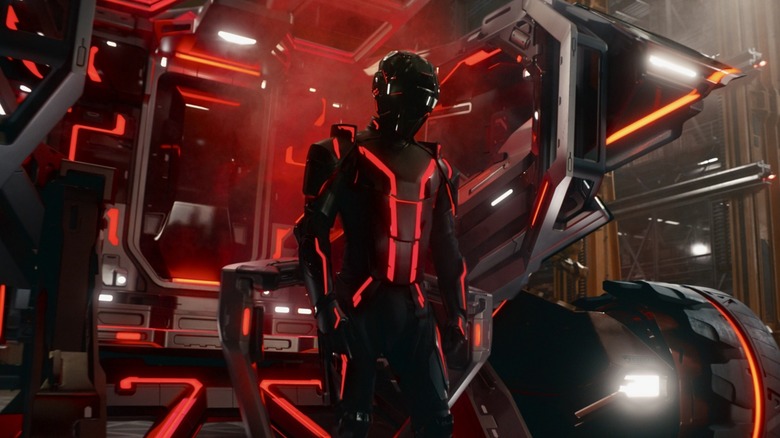 Ares stepping out of tank in Tron: Ares
