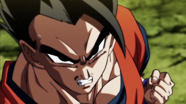 Gohan making a fist while glaring