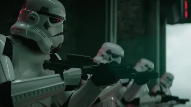 Stormtroopers holding their blasters