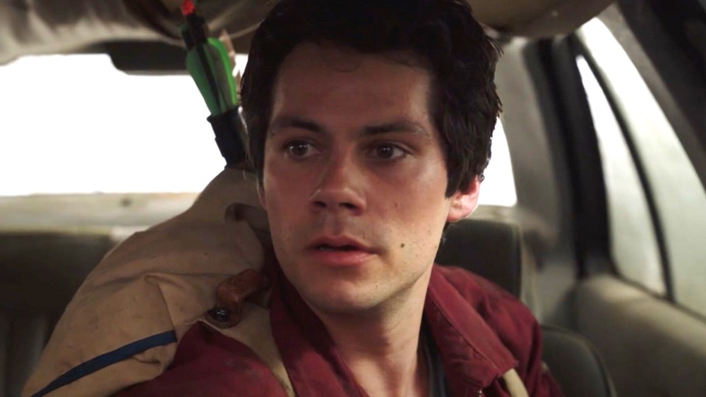 Dylan O'Brien looking scared in Love and Monsters