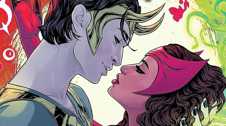 Scarlet Witch and Loki nearly kiss