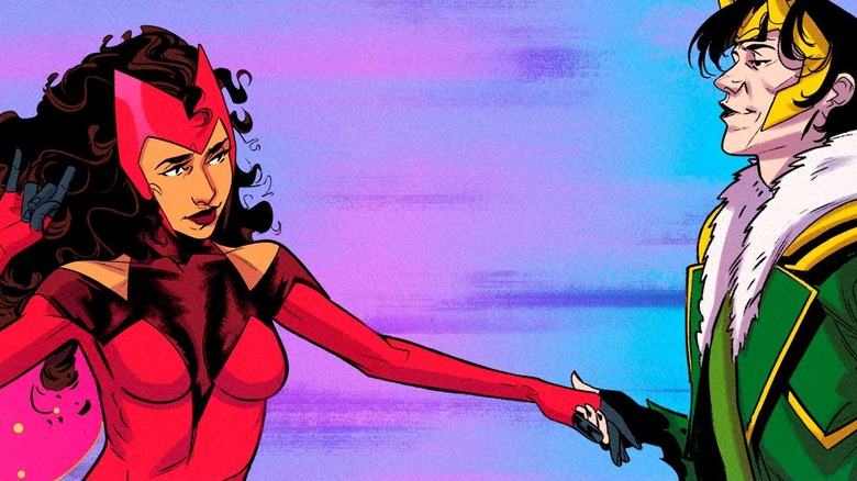 Scarlet Witch and Loki holding hands
