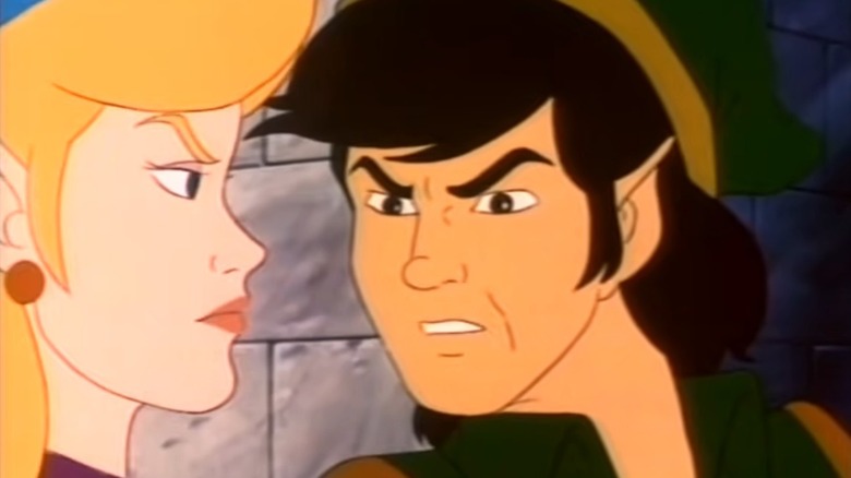 Link looking mad at Zelda