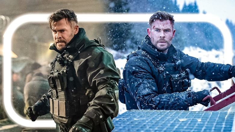 Chris Hemsworth in both Extraction movies side by side