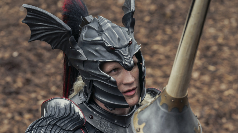 Matt Smith holds up jousting stick