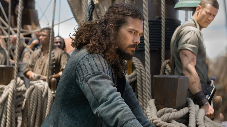 Long John Silver on pirate ship