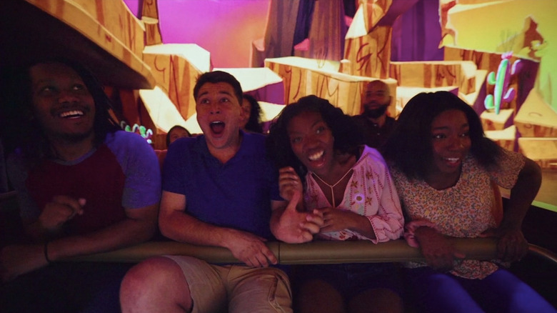 Guests riding Runaway Railway