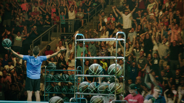A trick shot game on tour 