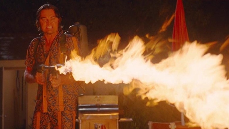 Rick Dalton fires flamethrower
