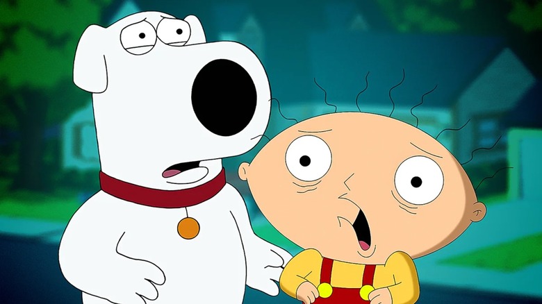 Stewie and Brian look horrified on 