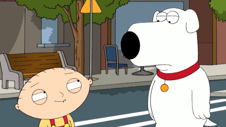 Stewie and Brian standing together