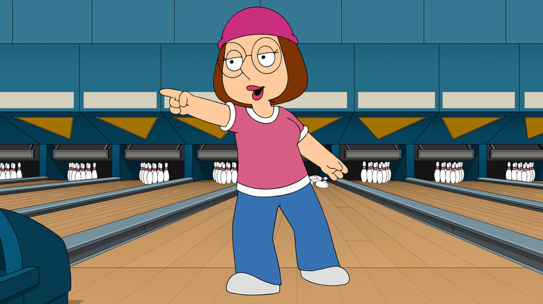 Meg at a bowling alley