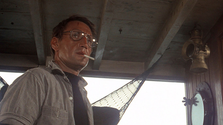 Martin Brody smokes cigarette in boat