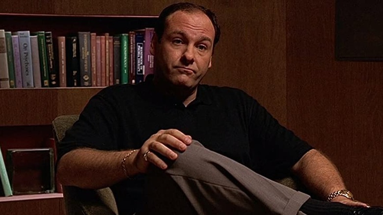 Tony Soprano sitting in therapy