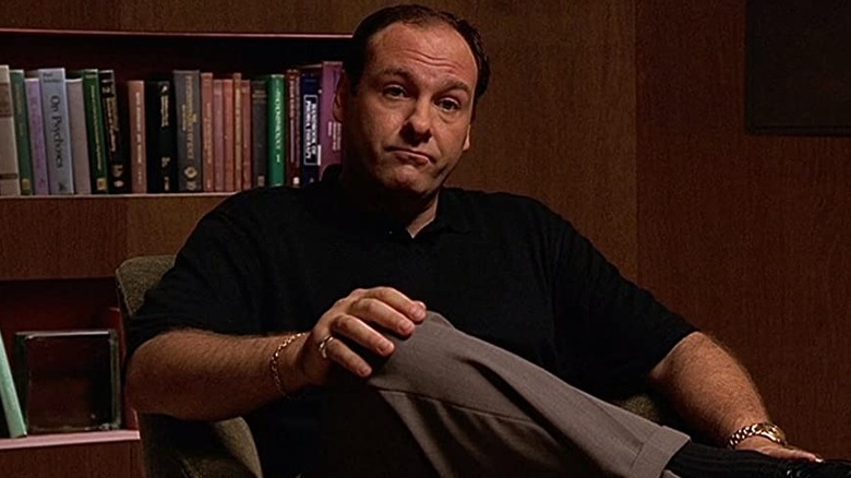 Tony Soprano sitting in therapy