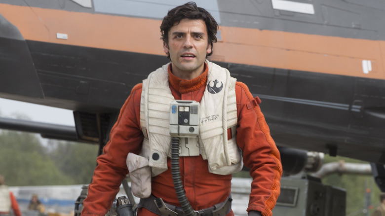 Poe in orange flying jumpsuit