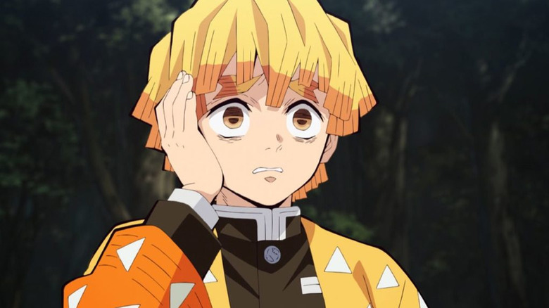 Demon Slayer Zenitsu worried face
