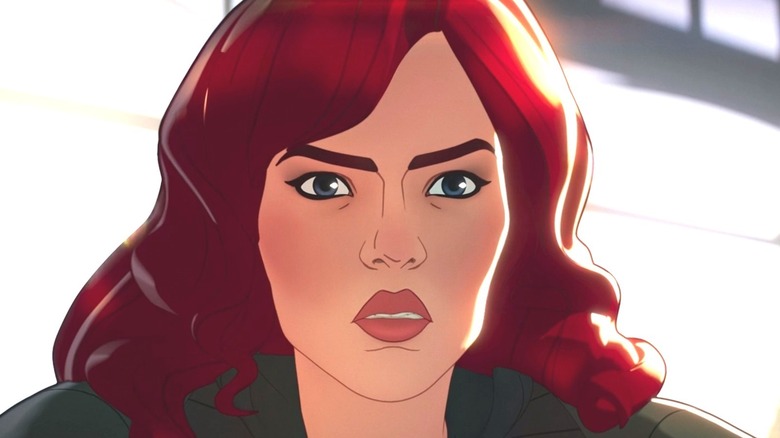 Animated Black Widow frowning