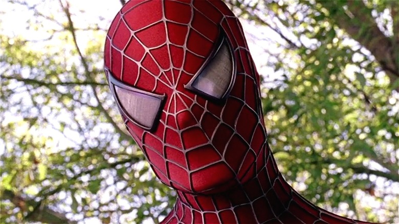 Spider-Man looking down from tree