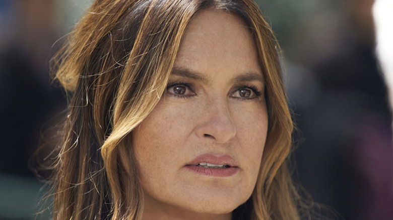 Olivia Benson looks at man