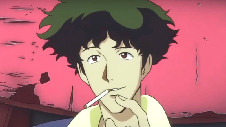 Spike Spiegel from Cowboy Bebop smoking a cigarette