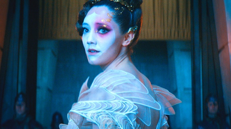 A performer in stage makeup