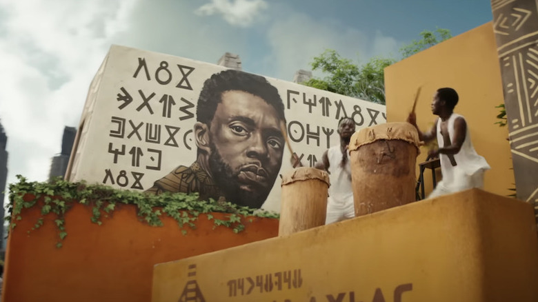 T'Challa mural in Wakanda