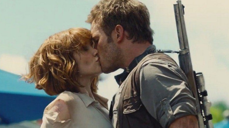 Claire and Owen kiss