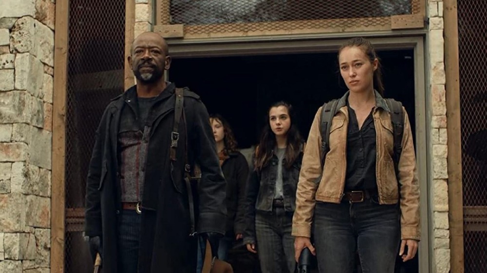 Lennie James, Alycia Debnam-Carey, Zoe Margaret Colletti, and Alexa Nisenson as Morgan Jones, Alicia Clark, Dakota, and Charlie on Fear the Walking Dead