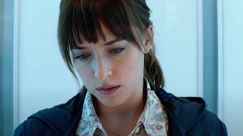 Anastasia Steele looking down