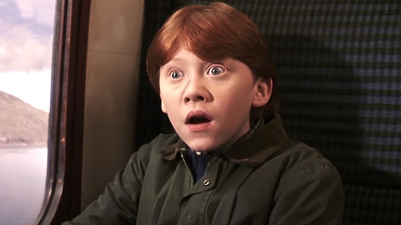 Rupert Grint looking shocked in Harry Potter and the Sorcerer's Stone