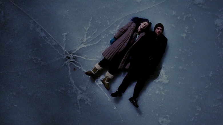 Joel and Clementine lay on ice