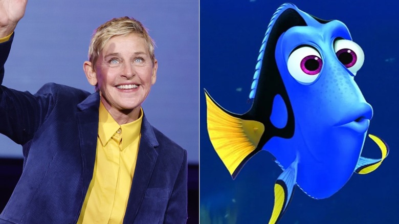 Ellen DeGeneres and Dory swimming in Finding Nemo