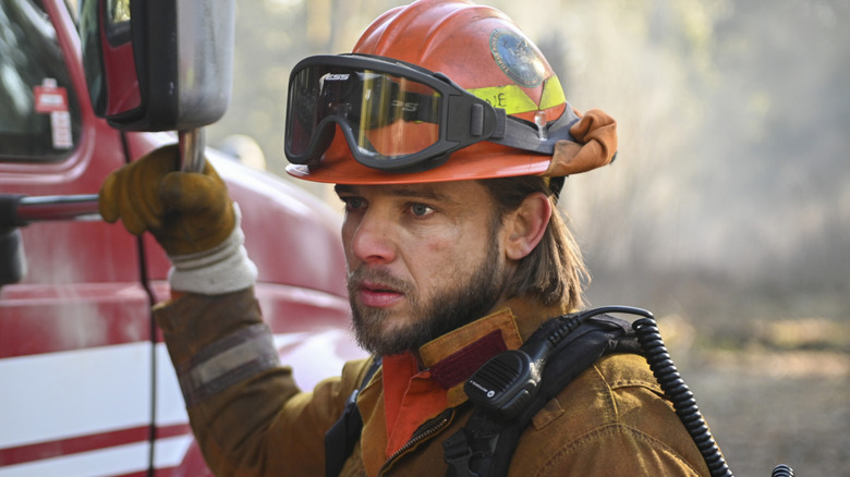 Bode Donovan wearing firefighter uniform