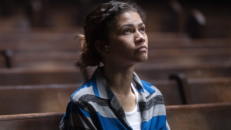 Rue looking up in a theater on Euphoria Season 3