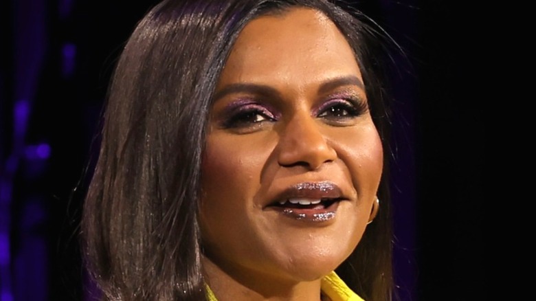 Mindy Kaling speaking at Warner Bros. Discovery Upfront